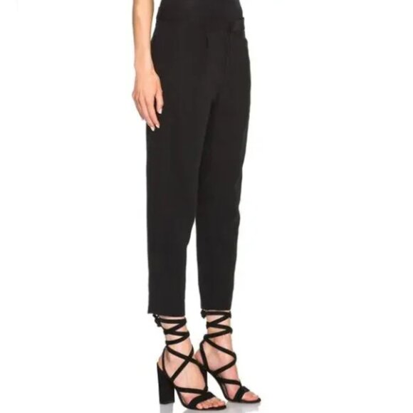 Nili Lotan Straight Leg Pleated Cropped Black Pants | Size 6 - Picture 8 of 14